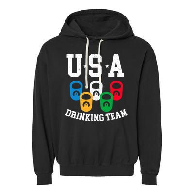 USA Drinking Team for a Team Drinking Beer Lovers Garment-Dyed Fleece Hoodie