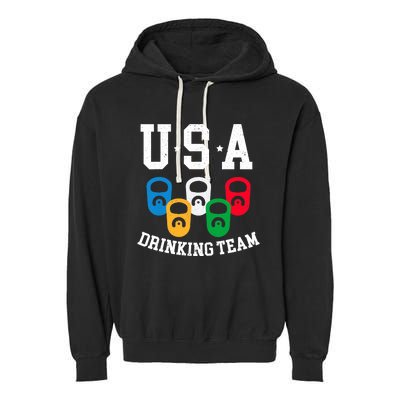 USA Drinking Team for a Team Drinking Beer Lovers Garment-Dyed Fleece Hoodie