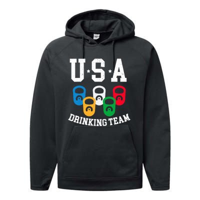 USA Drinking Team for a Team Drinking Beer Lovers Performance Fleece Hoodie