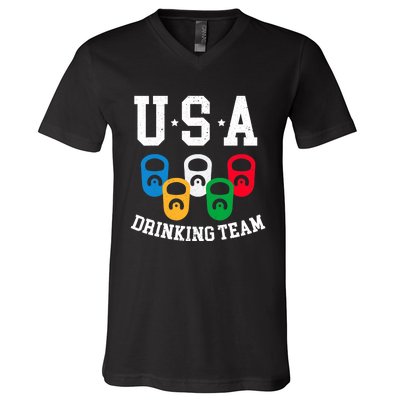 USA Drinking Team for a Team Drinking Beer Lovers V-Neck T-Shirt