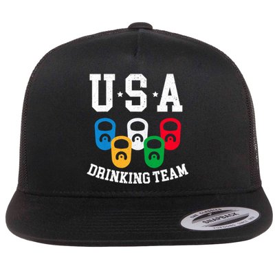 USA Drinking Team for a Team Drinking Beer Lovers Flat Bill Trucker Hat