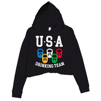 USA Drinking Team for a Team Drinking Beer Lovers Crop Fleece Hoodie