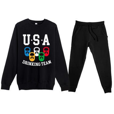 USA Drinking Team for a Team Drinking Beer Lovers Premium Crewneck Sweatsuit Set