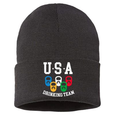 USA Drinking Team for a Team Drinking Beer Lovers Sustainable Knit Beanie