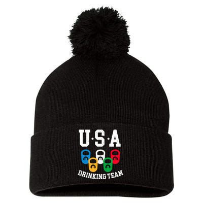 USA Drinking Team for a Team Drinking Beer Lovers Pom Pom 12in Knit Beanie