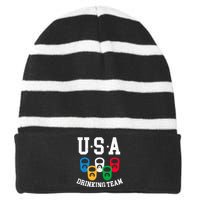 USA Drinking Team for a Team Drinking Beer Lovers Striped Beanie with Solid Band