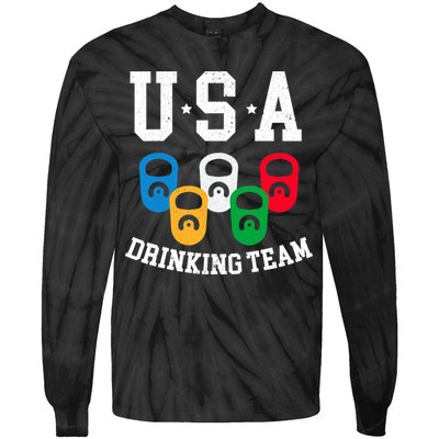 USA Drinking Team for a Team Drinking Beer Lovers Tie-Dye Long Sleeve Shirt