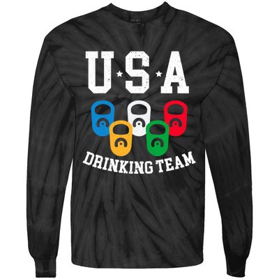 USA Drinking Team for a Team Drinking Beer Lovers Tie-Dye Long Sleeve Shirt