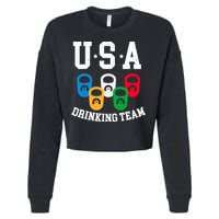 USA Drinking Team for a Team Drinking Beer Lovers Cropped Pullover Crew