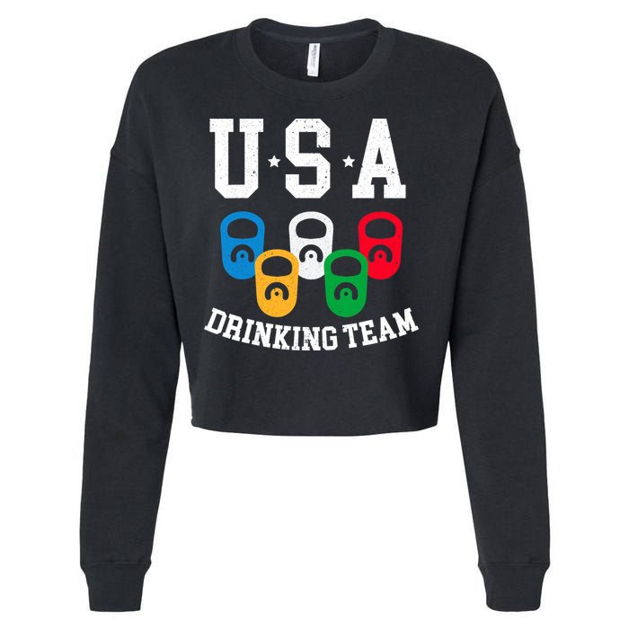 USA Drinking Team for a Team Drinking Beer Lovers Cropped Pullover Crew
