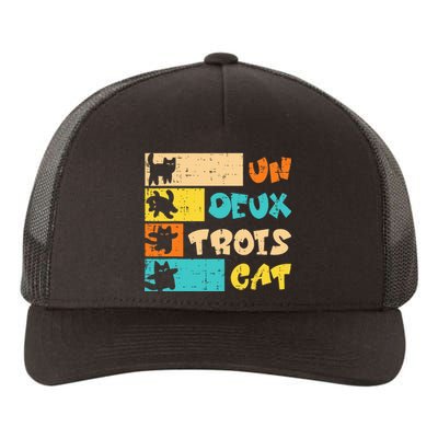 Un Deux Trois Cat French Retro Yupoong Adult 5-Panel Trucker Hat