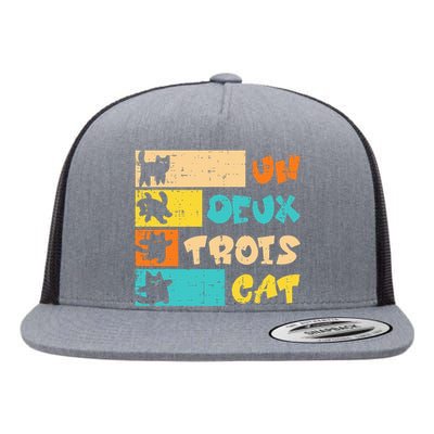 Un Deux Trois Cat French Retro Flat Bill Trucker Hat