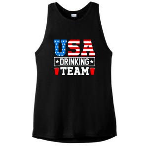 USA Drinking Team Funny Drinking Beer Lover Gift Ladies PosiCharge Tri-Blend Wicking Tank