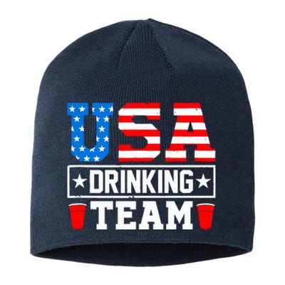 USA Drinking Team Funny Drinking Beer Lover Gift Sustainable Beanie