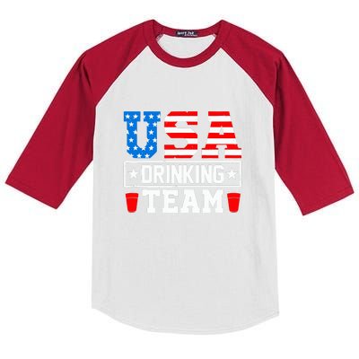 USA Drinking Team Funny Drinking Beer Lover Gift Kids Colorblock Raglan Jersey