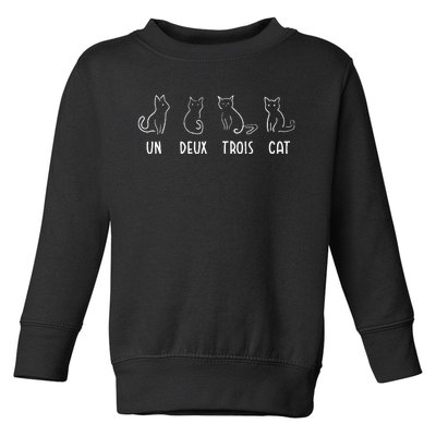 Un Deux Trois Cat Gift Funny French Pet Animal Joke Quote Toddler Sweatshirt