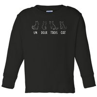 Un Deux Trois Cat Gift Funny French Pet Animal Joke Quote Toddler Long Sleeve Shirt