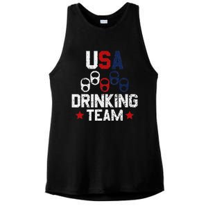 Usa Drinking Team Flag Ladies PosiCharge Tri-Blend Wicking Tank