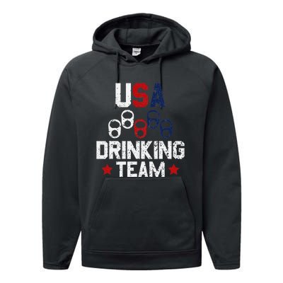 Usa Drinking Team Flag Performance Fleece Hoodie