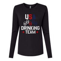 Usa Drinking Team Flag Womens Cotton Relaxed Long Sleeve T-Shirt