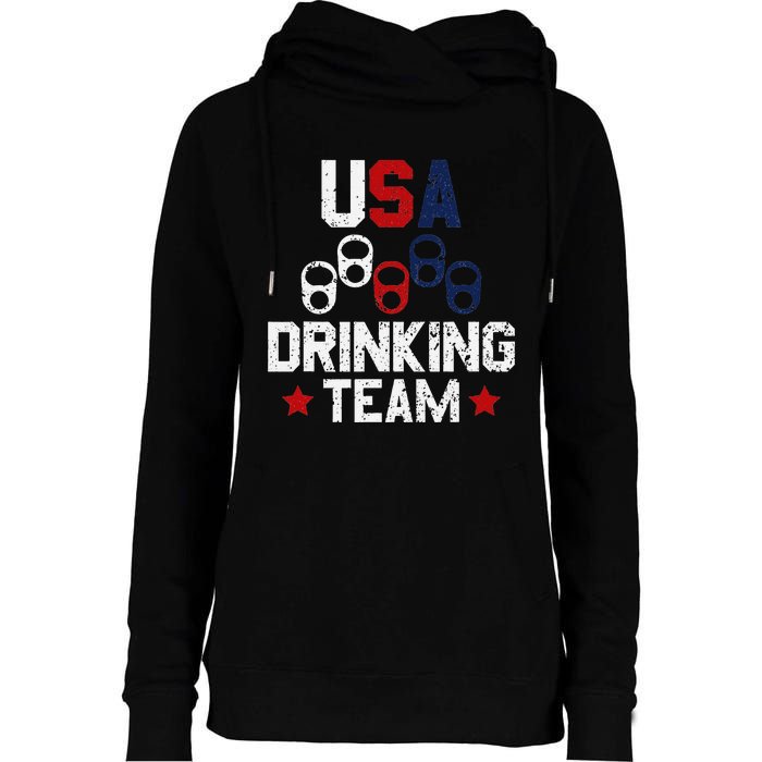 Usa Drinking Team Flag Womens Funnel Neck Pullover Hood