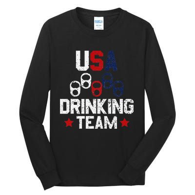 Usa Drinking Team Flag Tall Long Sleeve T-Shirt