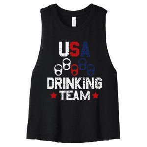 Usa Drinking Team Flag Women's Racerback Cropped Tank