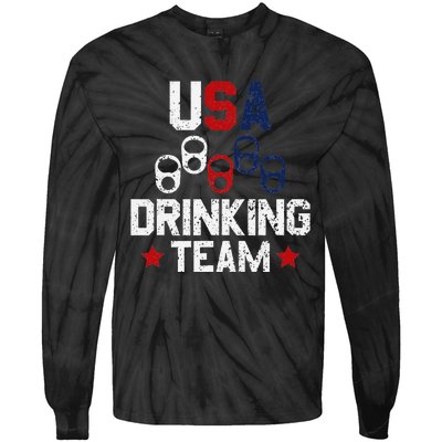 Usa Drinking Team Flag Tie-Dye Long Sleeve Shirt