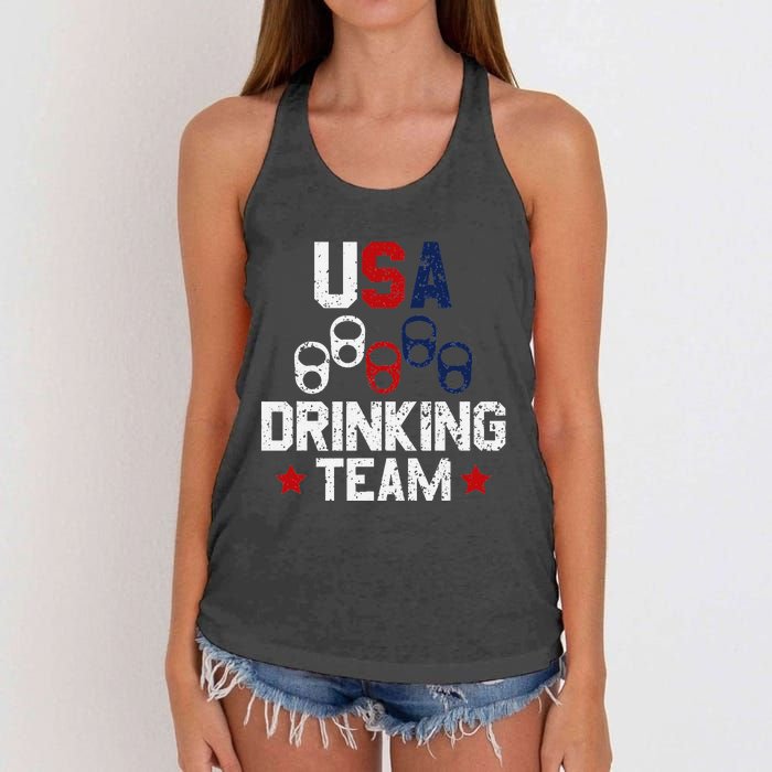 Usa Drinking Team Flag Women's Knotted Racerback Tank