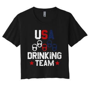 Usa Drinking Team Flag Women's Crop Top Tee