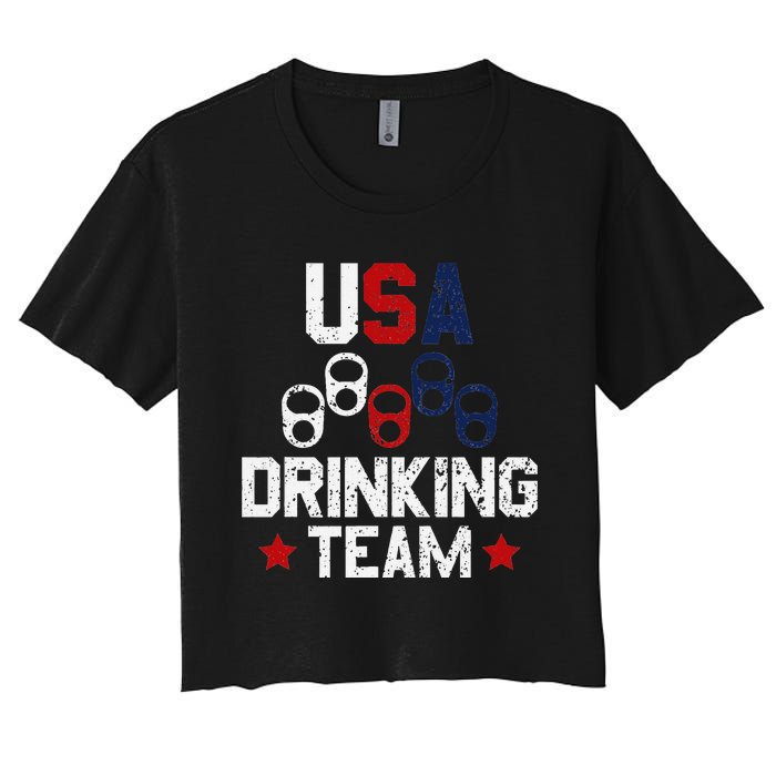 Usa Drinking Team Flag Women's Crop Top Tee