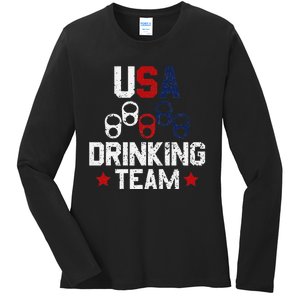 Usa Drinking Team Flag Ladies Long Sleeve Shirt