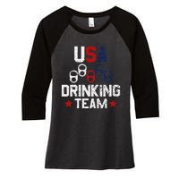 Usa Drinking Team Flag Women's Tri-Blend 3/4-Sleeve Raglan Shirt