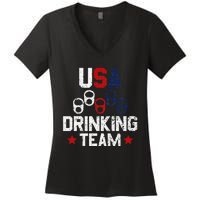 Usa Drinking Team Flag Women's V-Neck T-Shirt