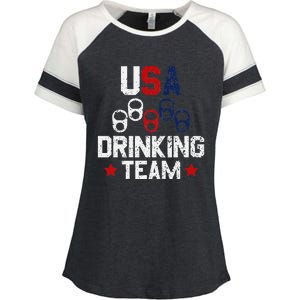 Usa Drinking Team Flag Enza Ladies Jersey Colorblock Tee