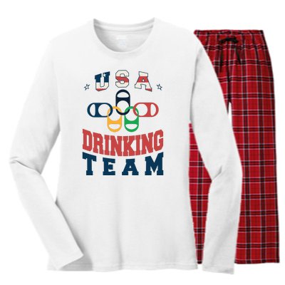 USA Drinking Team Olympics Women's Long Sleeve Flannel Pajama Set 