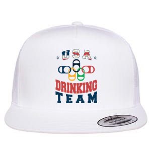 USA Drinking Team Olympics Flat Bill Trucker Hat