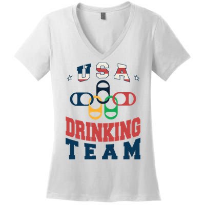 USA Drinking Team Olympics Women's V-Neck T-Shirt