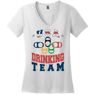 USA Drinking Team Olympics Women's V-Neck T-Shirt