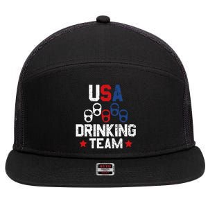 Usa Drinking Team Flag 7 Panel Mesh Trucker Snapback Hat