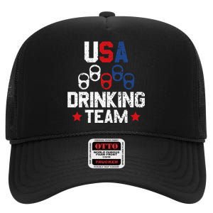 Usa Drinking Team Flag High Crown Mesh Back Trucker Hat