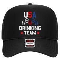 Usa Drinking Team Flag High Crown Mesh Back Trucker Hat