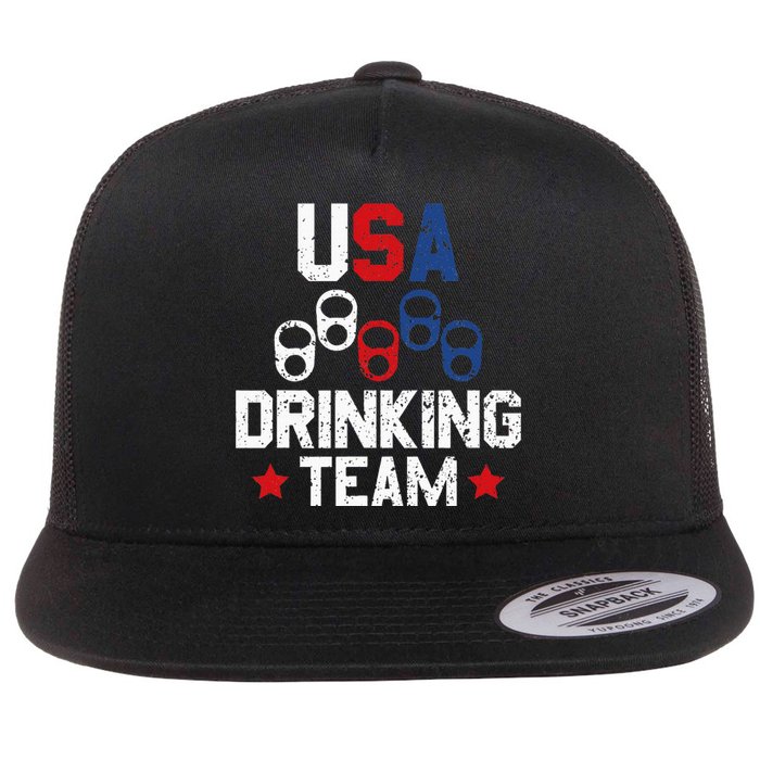 Usa Drinking Team Flag Flat Bill Trucker Hat