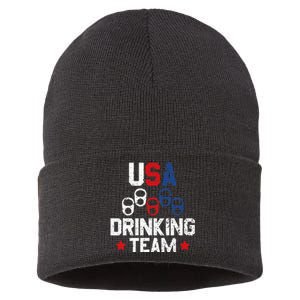 Usa Drinking Team Flag Sustainable Knit Beanie