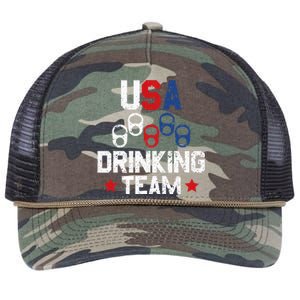 Usa Drinking Team Flag Retro Rope Trucker Hat Cap