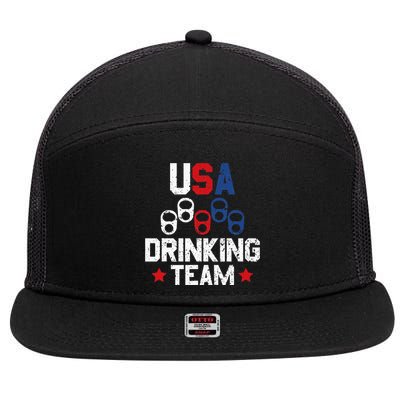 Usa Drinking Team Flag 7 Panel Mesh Trucker Snapback Hat