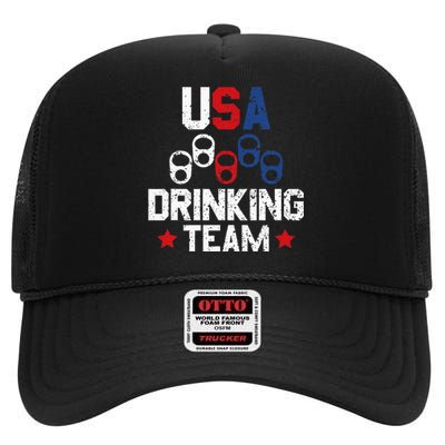 Usa Drinking Team Flag High Crown Mesh Back Trucker Hat