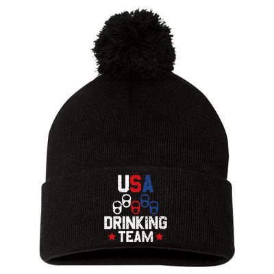 Usa Drinking Team Flag Pom Pom 12in Knit Beanie