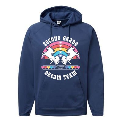 Unicorn Dream Team Class Of 2033 Second Grade Cute Gift Performance Fleece Hoodie