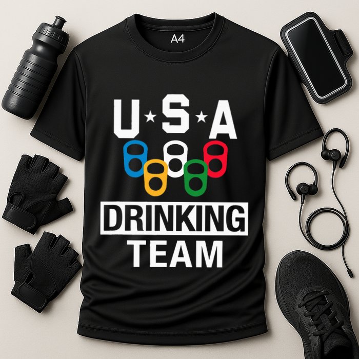 Usa Drinking Team Beer Party Cooling Performance Crew T-Shirt